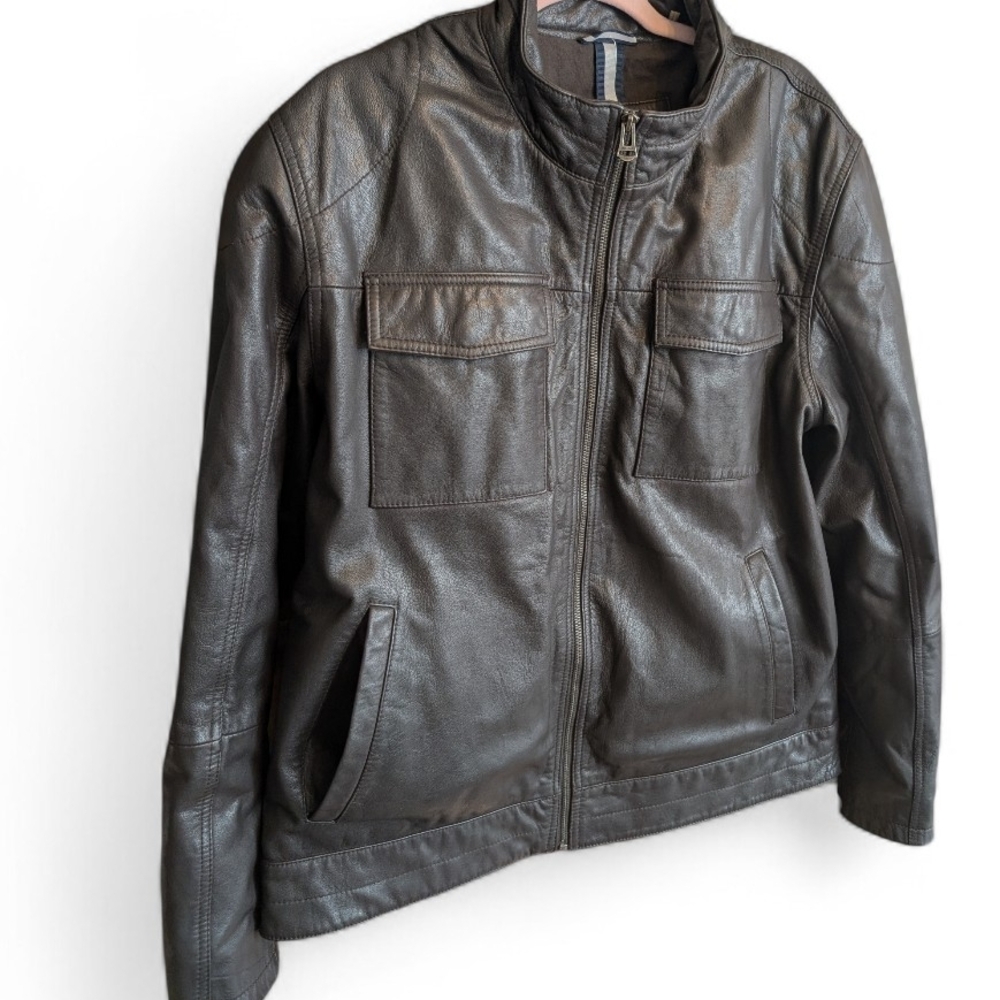 Cole Haan Black Leather Military Jacket